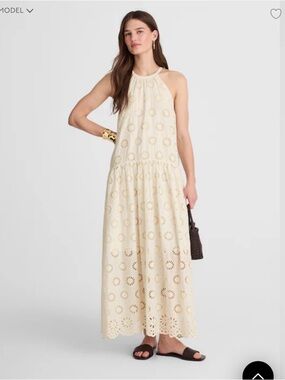 Madewell NV409 Embroidered (eyelet)Drop waist maxi dress-size MEDIUM